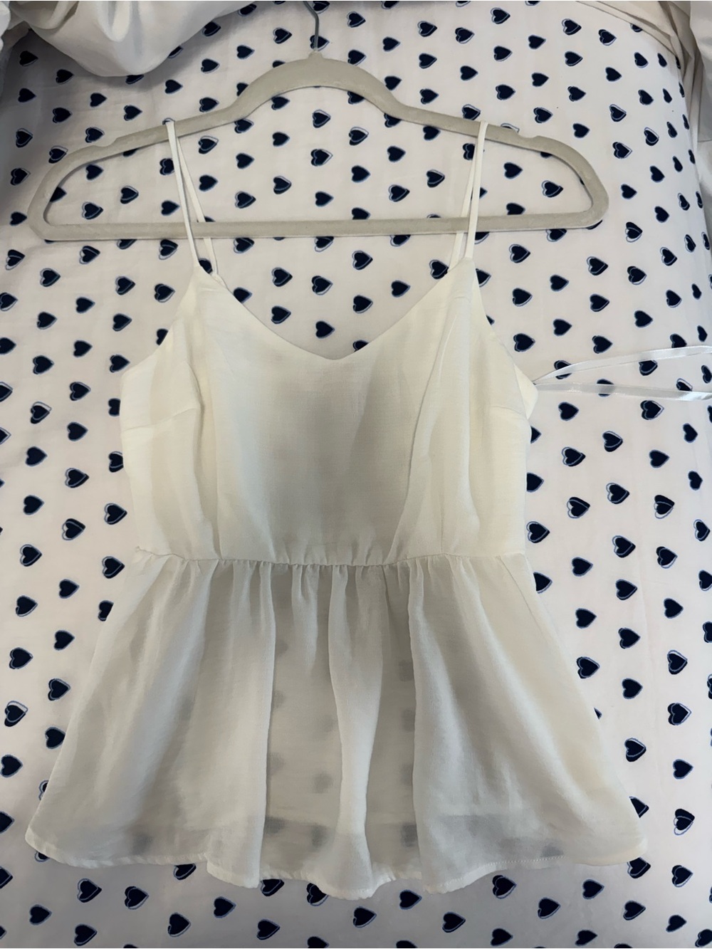 Monteau White Peplum Spaghetti-Strap Cami